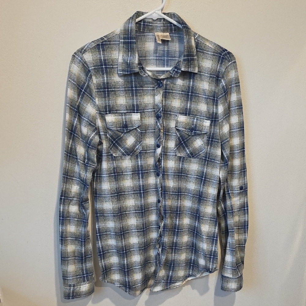 Blue and White Plaid Men's Shirt